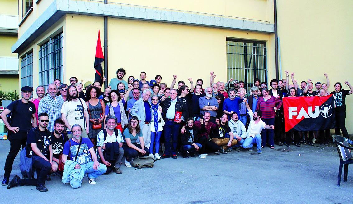 Delegaciones de CNT, FAU, USI y FORA al congreso fundacional de la CIT en 2018, en Parma (Italia). / UsI.