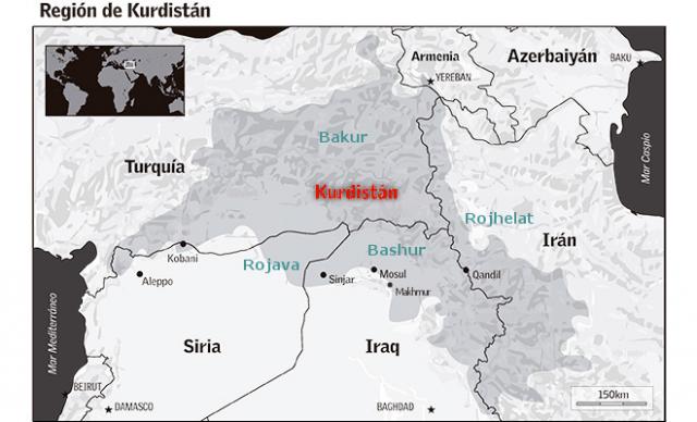 Mapa del Kurdistán